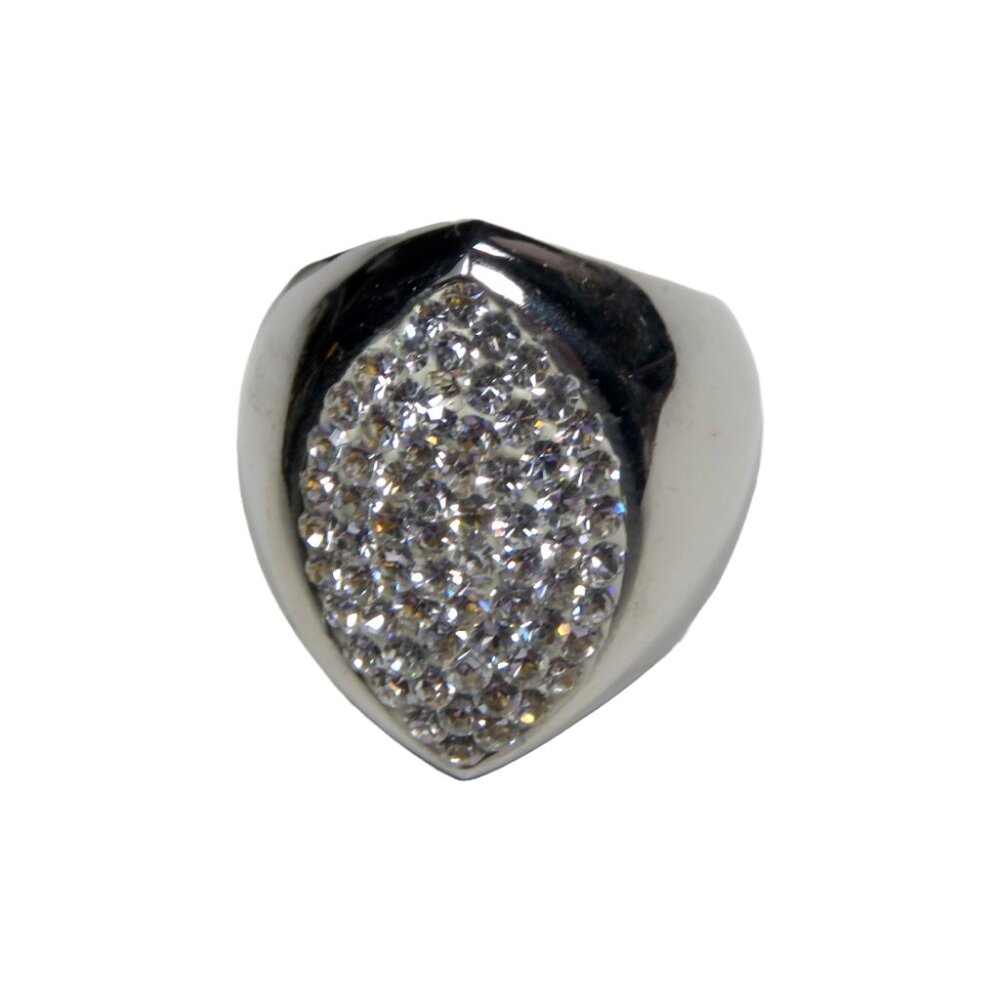 Inox omen's Polished Stainless Steel Ring with CZ Accents